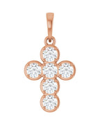 Pingente Cruz Estilo Bezel Cravejado em Ouro 14k com Diamantes de Laboratório