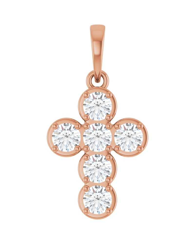 Pingente Cruz Estilo Bezel Cravejado em Ouro 14k com Diamantes de Laboratório