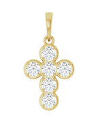 Pingente Cruz Estilo Bezel Cravejado em Ouro 14k com Diamantes de Laboratório