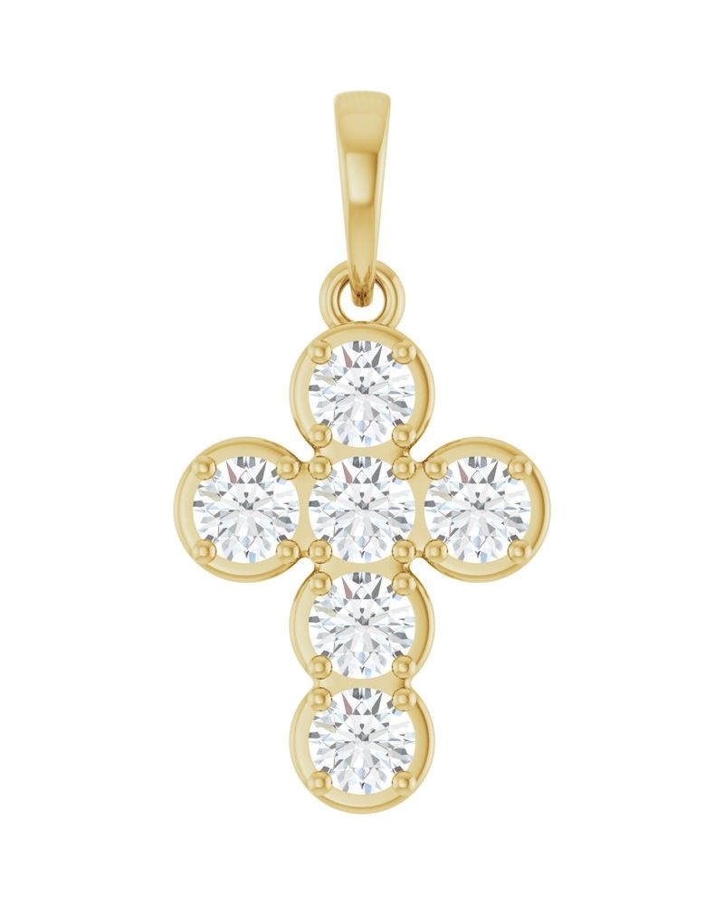 Pingente Cruz Estilo Bezel Cravejado em Ouro 14k com Diamantes de Laboratório