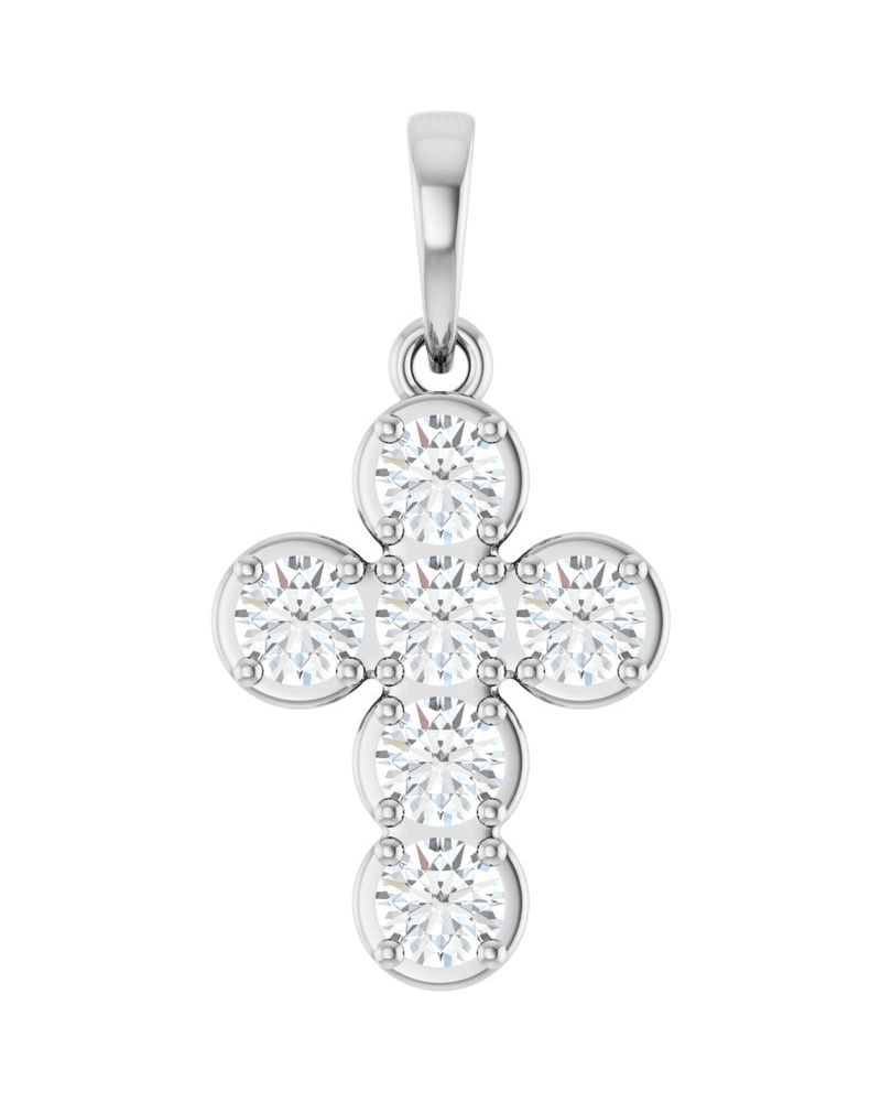 Pingente Cruz Estilo Bezel Cravejado em Ouro 14k com Diamantes de Laboratório