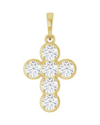 Pingente Cruz Estilo Bezel Cravejado em Ouro 14k com Diamantes de Laboratório