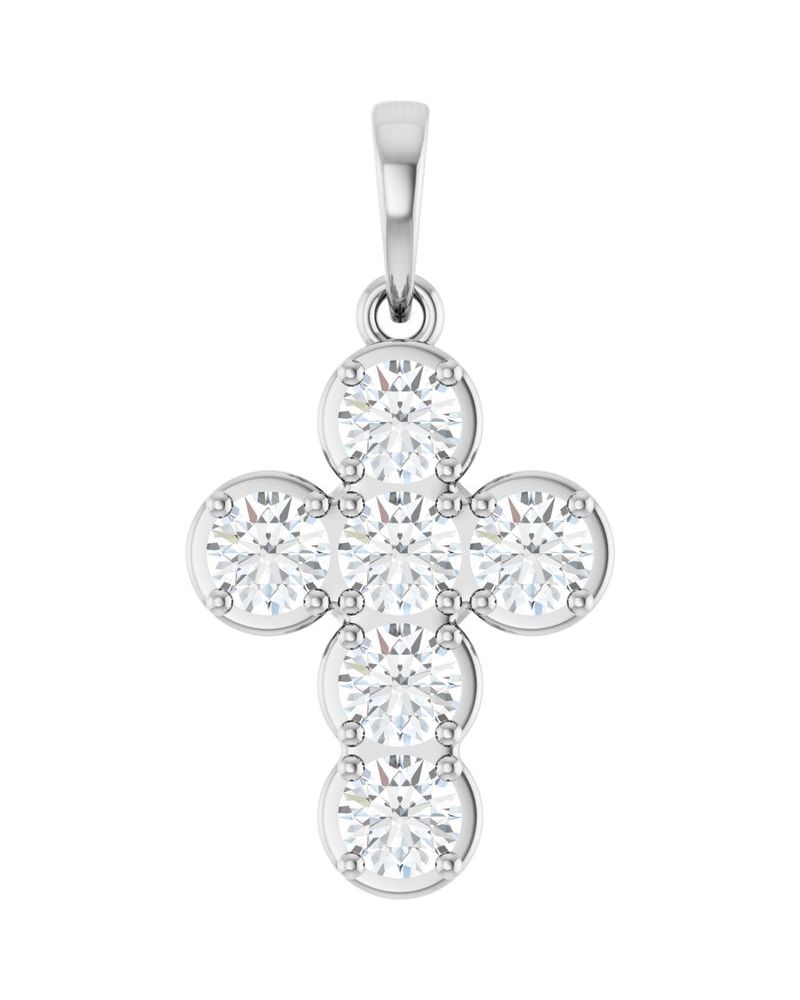 Pingente Cruz Estilo Bezel Cravejado em Ouro 14k com Diamantes de Laboratório