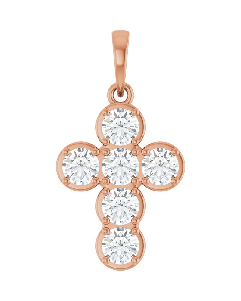 Pingente Cruz Estilo Bezel Cravejado em Ouro 14k com Diamantes de Laboratório