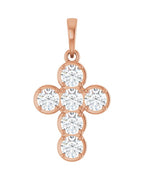 Pingente Cruz Estilo Bezel Cravejado em Ouro 14k com Diamantes de Laboratório