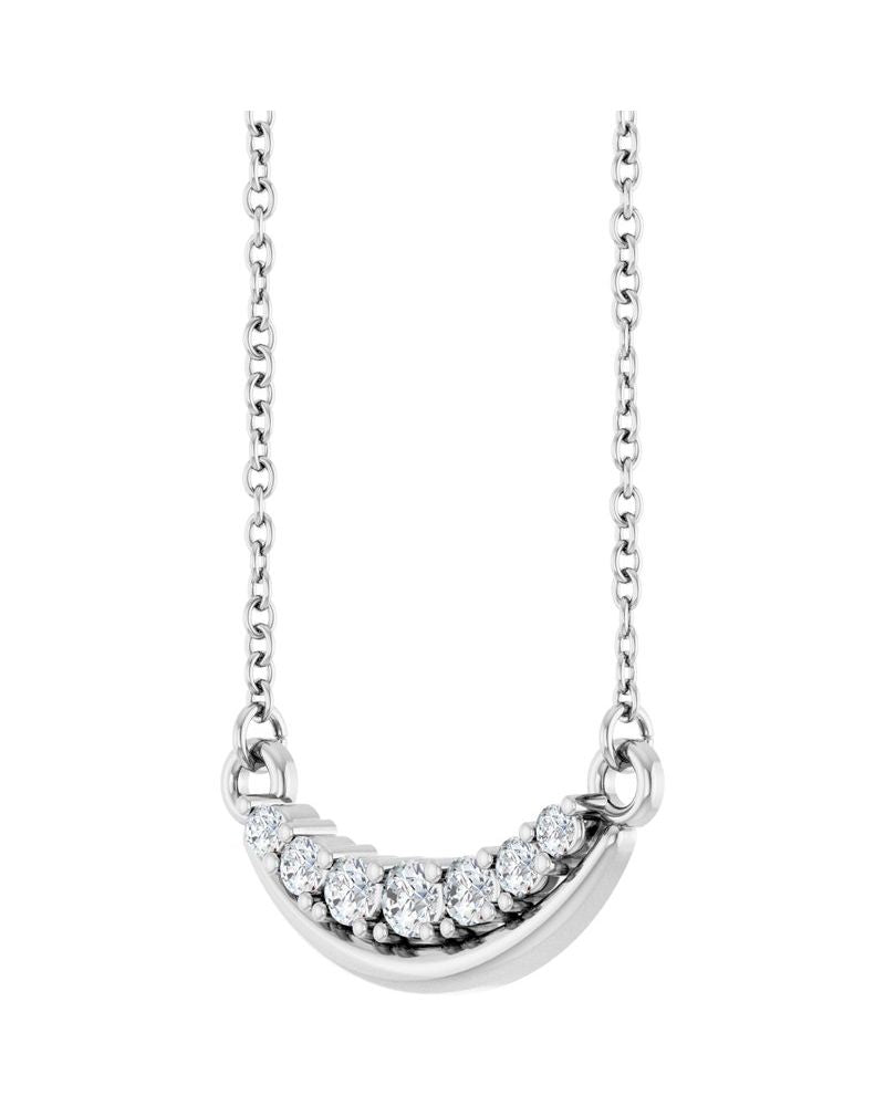 Colar Barra Curva Cravejado em Ouro 14k com Diamantes de Laboratório