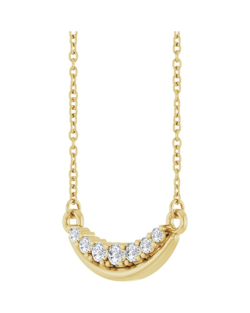 Colar Barra Curva Cravejado em Ouro 14k com Diamantes de Laboratório