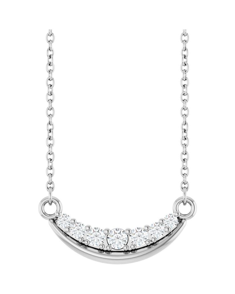 Colar Barra Curva Cravejado em Ouro 14k com Diamantes de Laboratório