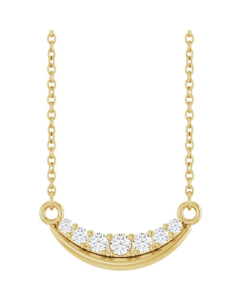 Colar Barra Curva Cravejado em Ouro 14k com Diamantes de Laboratório