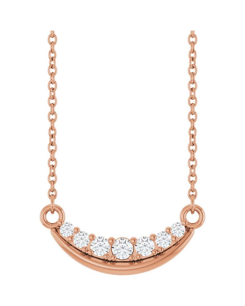 Colar Barra Curva Cravejado em Ouro 14k com Diamantes de Laboratório