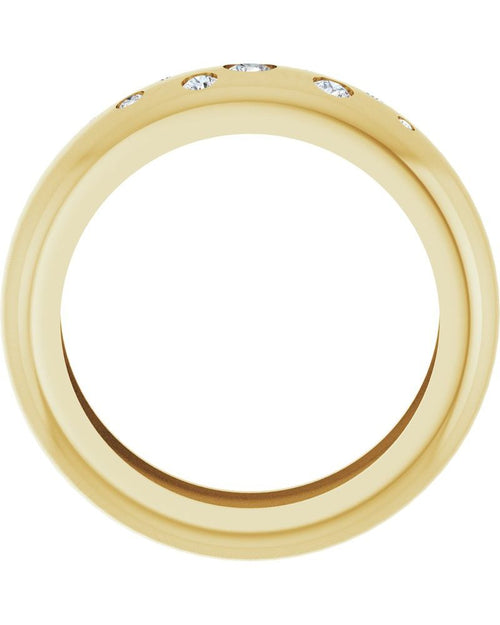 Anel Abaulado Leve Cravejado em Ouro 14k com Diamantes Naturais – Modelo 2