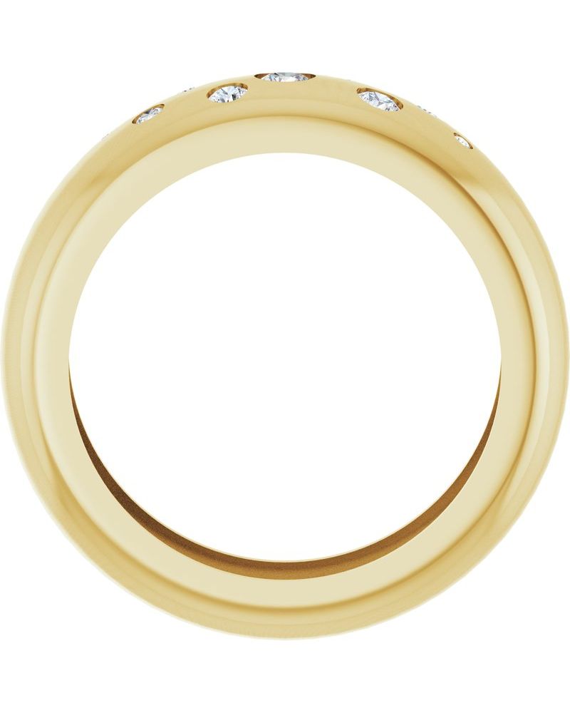 Anel Abaulado Leve Cravejado em Ouro 14k com Diamantes de Laboratório – Modelo 2