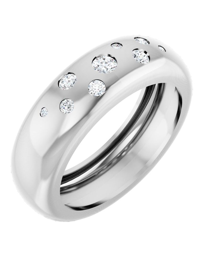 Anel Abaulado Leve Cravejado em Ouro 14k com Diamantes Naturais – Modelo 2