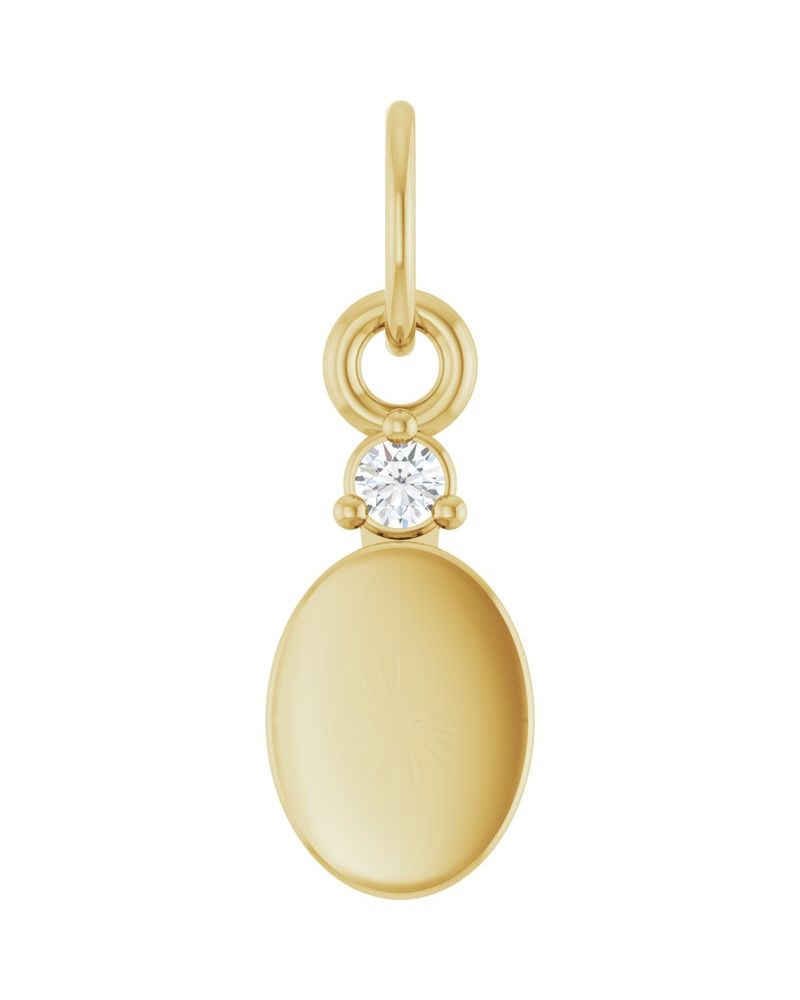 Pingente para Gravação Cravejado em Ouro 14k com Diamantes de Laboratório – Modelo 2