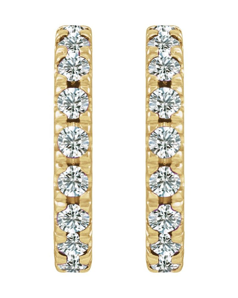 Brinco de Aro com Cravação Francesa em Ouro 14k com Diamantes Naturais – Modelo 3