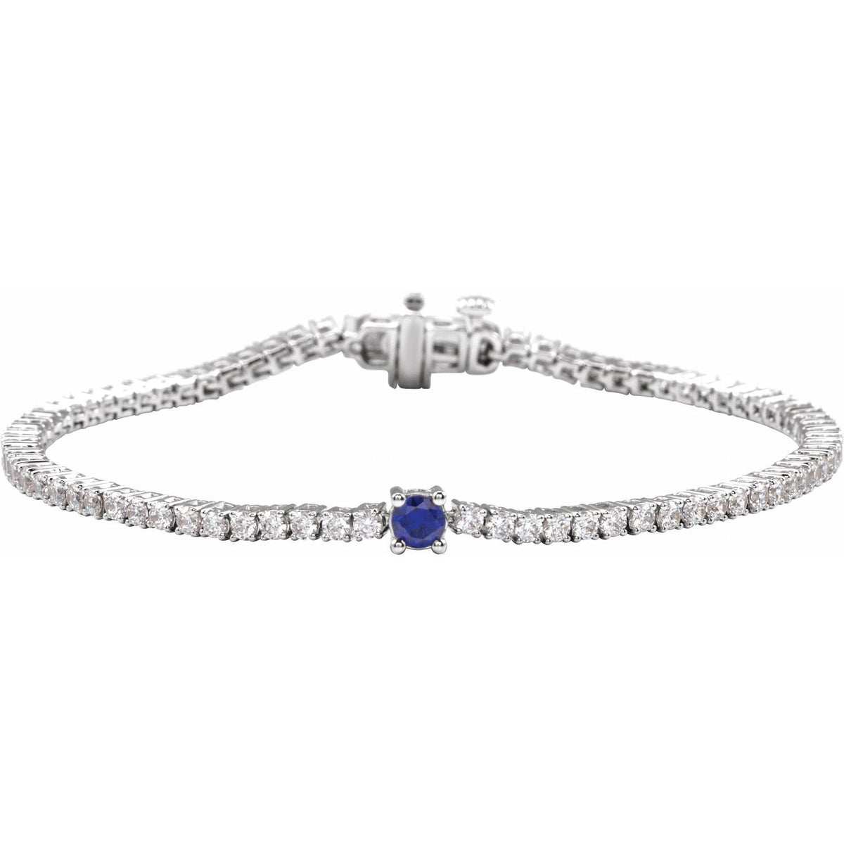 Pulseira riviera safira – Ouro Branco 14k