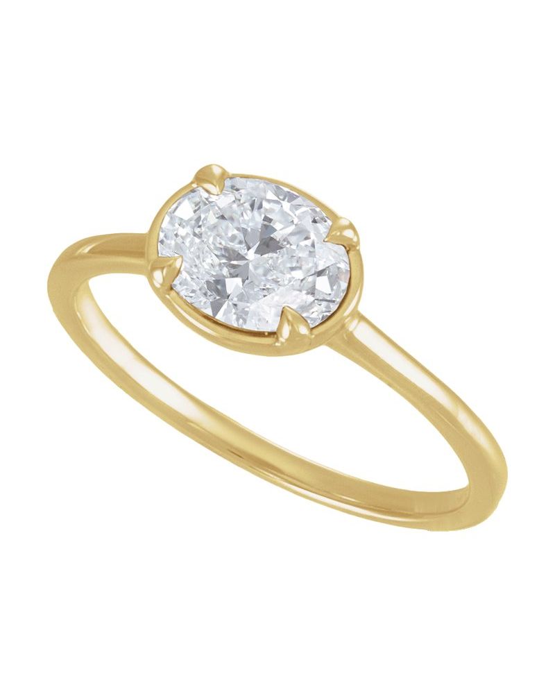 Anel Garras Pontudas Solitário Estilo Bezel em Ouro 14k com Diamantes de Laboratório