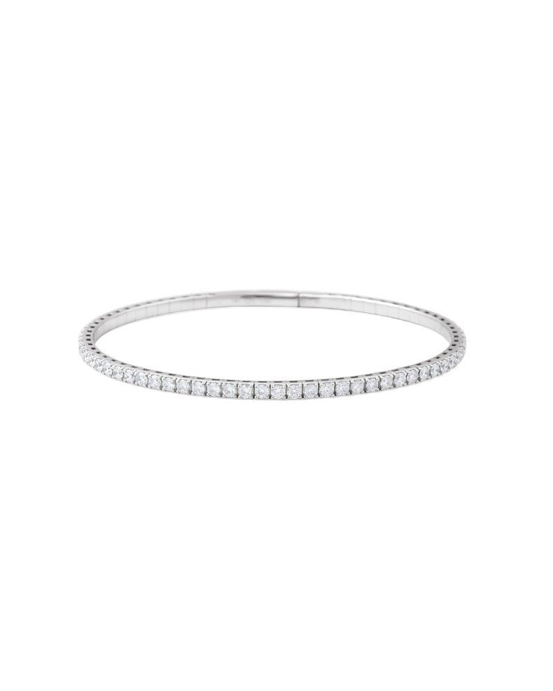 Bracelete Rígido Flexível Totalmente Cravejado em Ouro 14k com Diamantes de Laboratório