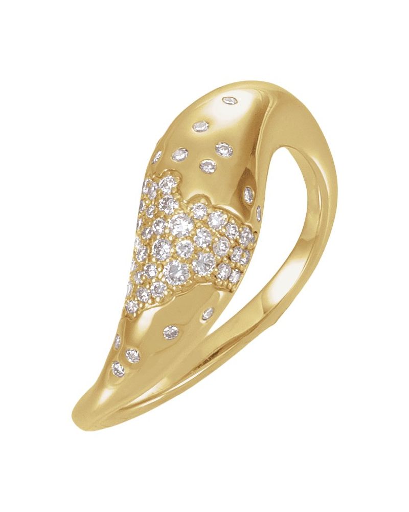 Anel Pontilhado Pavê em Ouro 14k com Diamantes de Laboratório