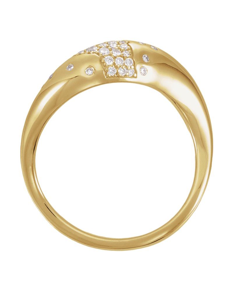 Anel Pontilhado Pavê em Ouro 14k com Diamantes de Laboratório