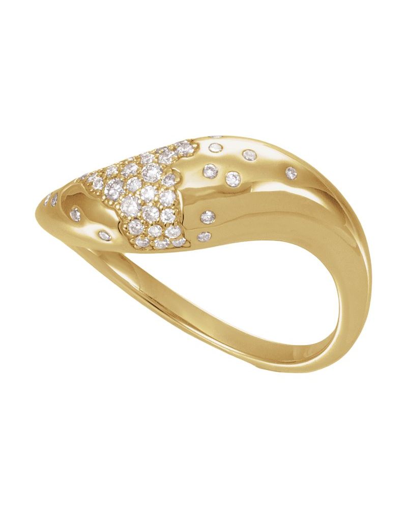Anel Pontilhado Pavê em Ouro 14k com Diamantes de Laboratório