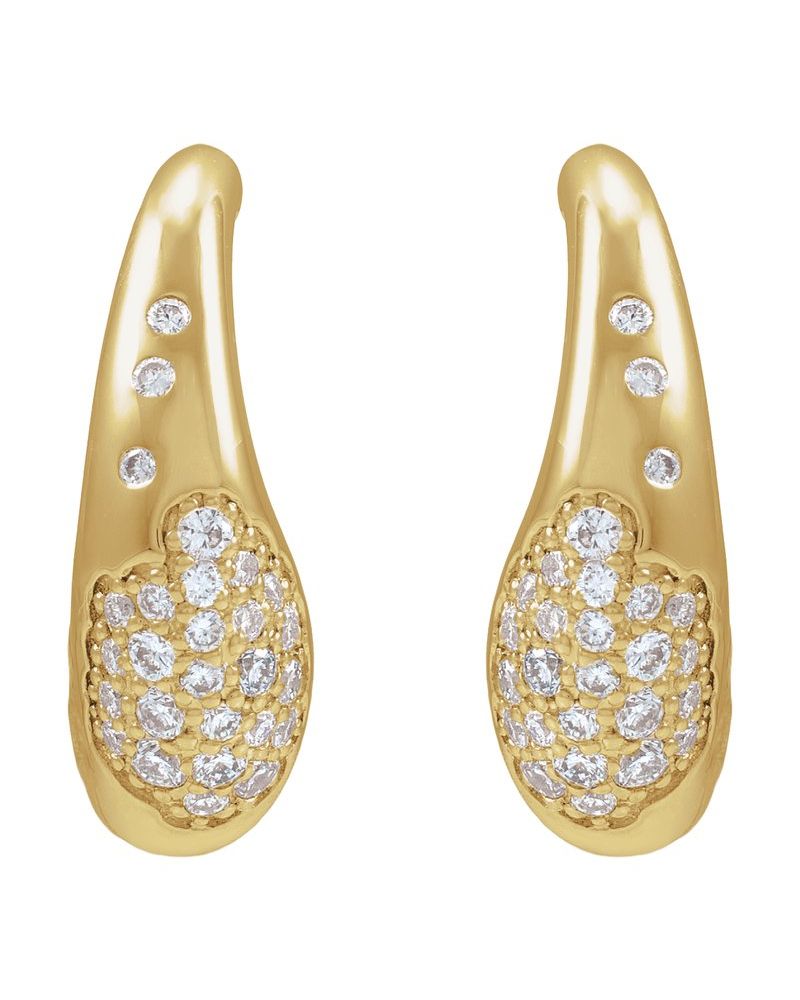 Brinco de Aro Pavê em Ouro 14k com Diamantes de Laboratório – Modelo 2