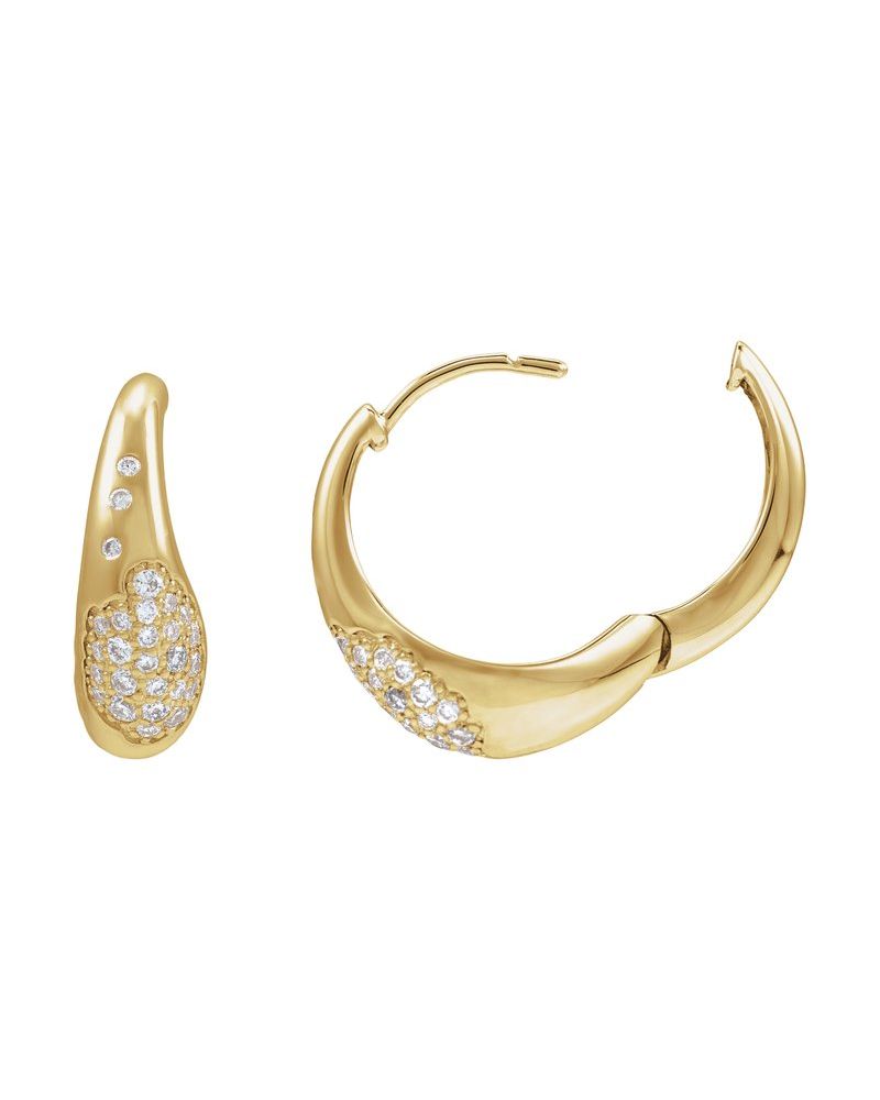Brinco de Aro Pavê em Ouro 14k com Diamantes de Laboratório – Modelo 2