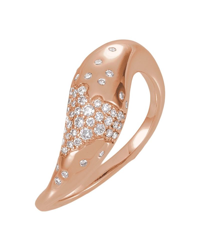 Anel Pontilhado Pavê em Ouro 14k com Diamantes de Laboratório