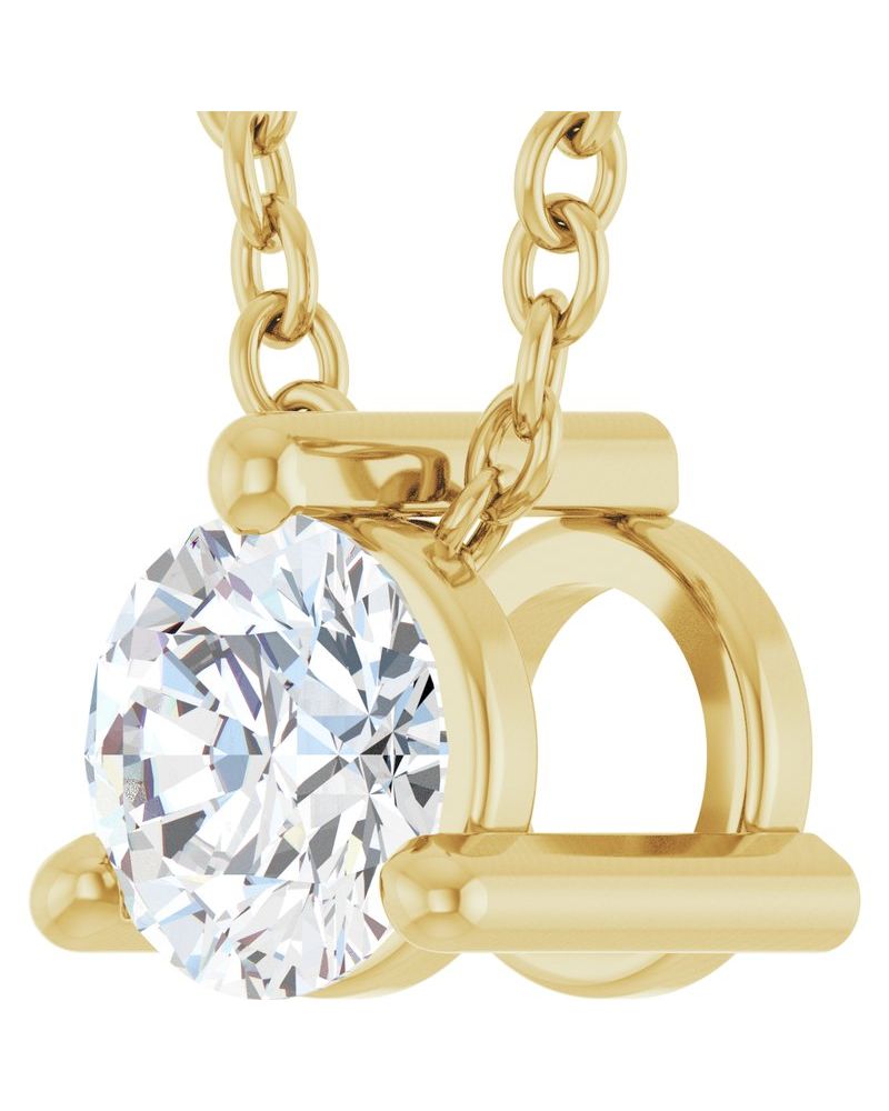 Colar Redondo Três Garras Passante em Ouro 14k com Diamantes de Laboratório