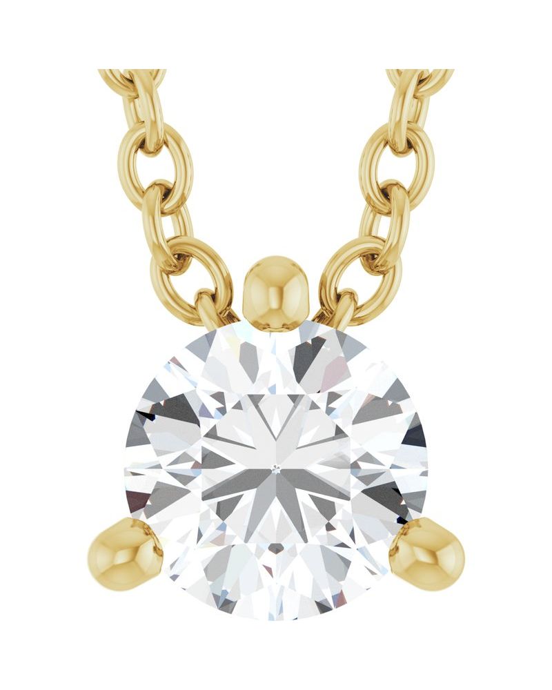 Colar Redondo Três Garras Passante em Ouro 14k com Diamantes de Laboratório