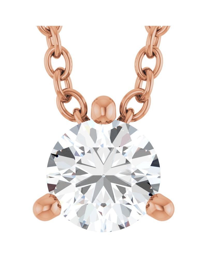 Colar Redondo Três Garras Passante em Ouro 14k com Diamantes de Laboratório