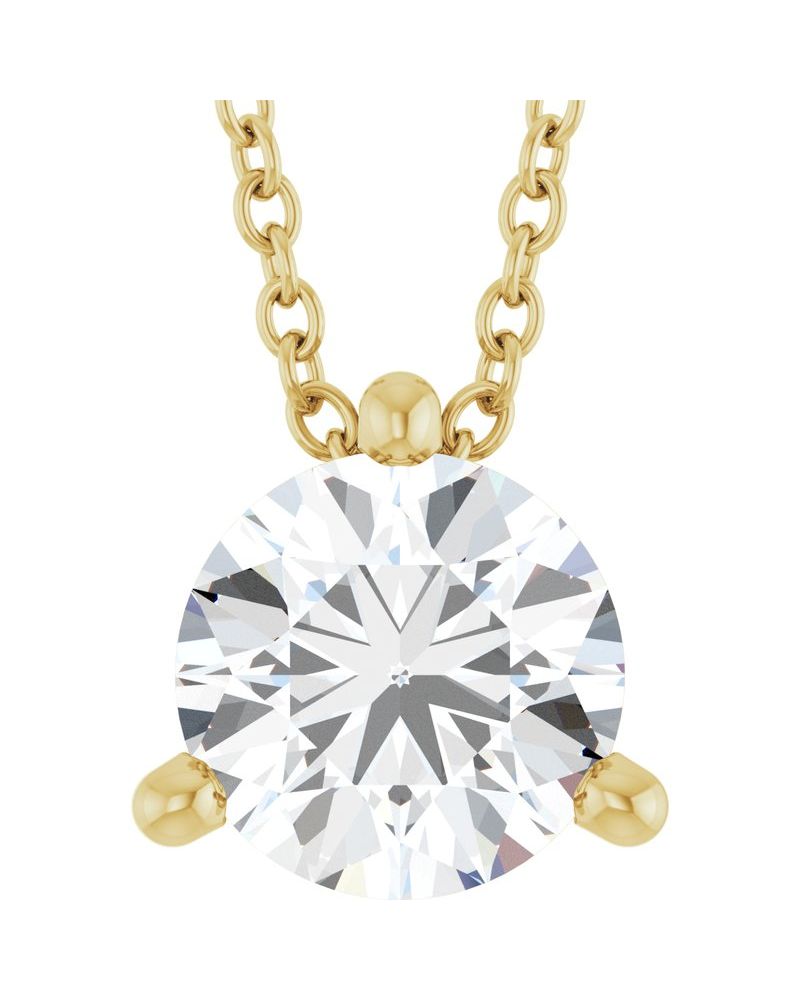 Colar Redondo Três Garras Passante em Ouro 14k com Diamantes de Laboratório