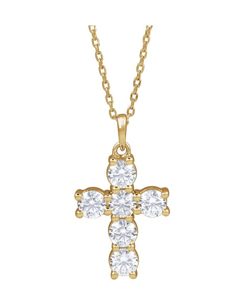 Colar Cruz Cravejado em Ouro 14k com Diamantes de Laboratório – Modelo 3