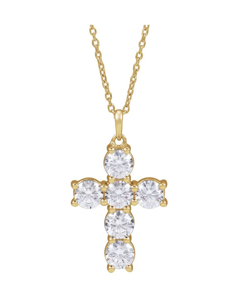 Colar Cruz Cravejado em Ouro 14k com Diamantes de Laboratório – Modelo 3