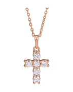 Colar Cruz Cravejado em Ouro 14k com Diamantes de Laboratório – Modelo 3