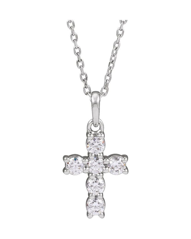 Colar Cruz Cravejado em Ouro 14k com Diamantes de Laboratório – Modelo 3