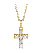 Colar Cruz Cravejado em Ouro 14k com Diamantes de Laboratório – Modelo 3