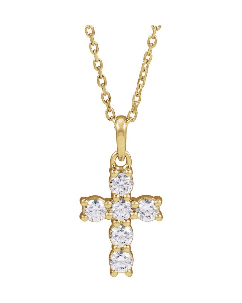 Colar Cruz Cravejado em Ouro 14k com Diamantes de Laboratório – Modelo 3