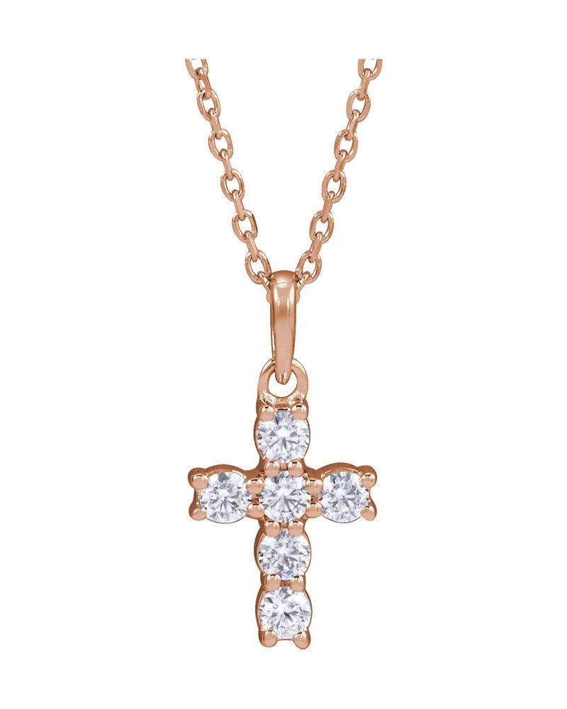 Colar Cruz Cravejado em Ouro 14k com Diamantes de Laboratório – Modelo 3