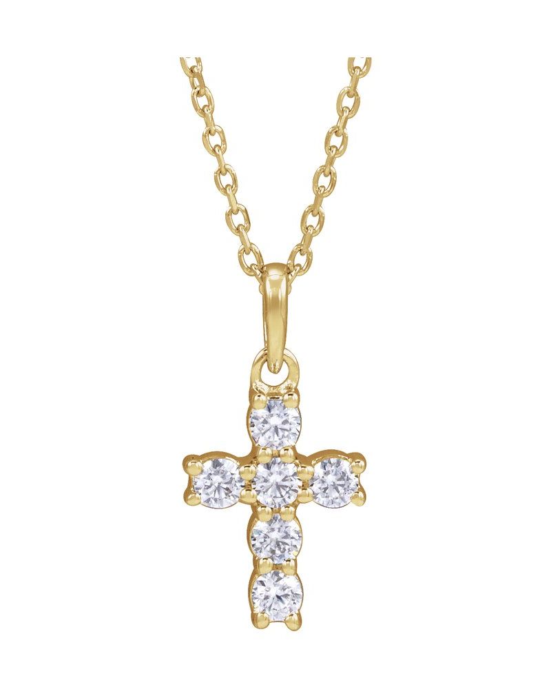 Colar Cruz Cravejado em Ouro 14k com Diamantes de Laboratório – Modelo 3