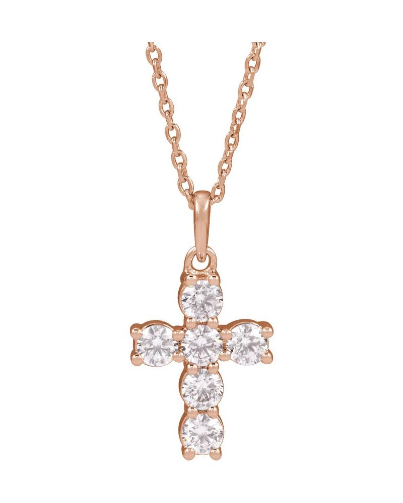 Colar Cruz Cravejado em Ouro 14k com Diamantes de Laboratório – Modelo 3