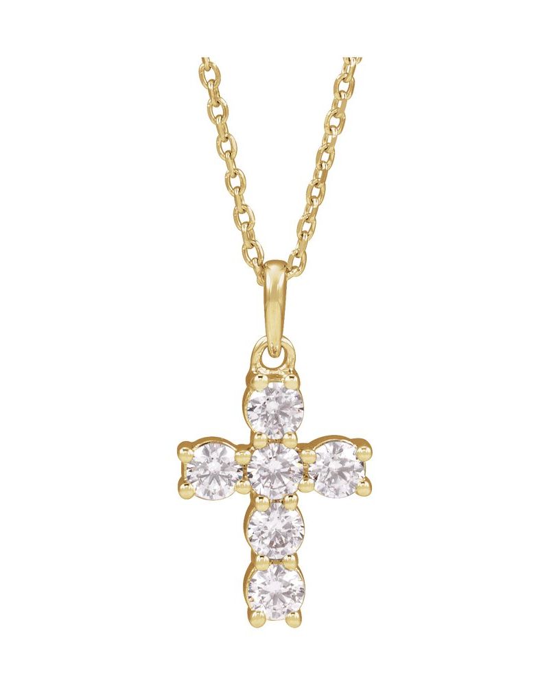 Colar Cruz Cravejado em Ouro 14k com Diamantes de Laboratório – Modelo 3