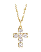Colar Cruz Cravejado em Ouro 14k com Diamantes de Laboratório – Modelo 3