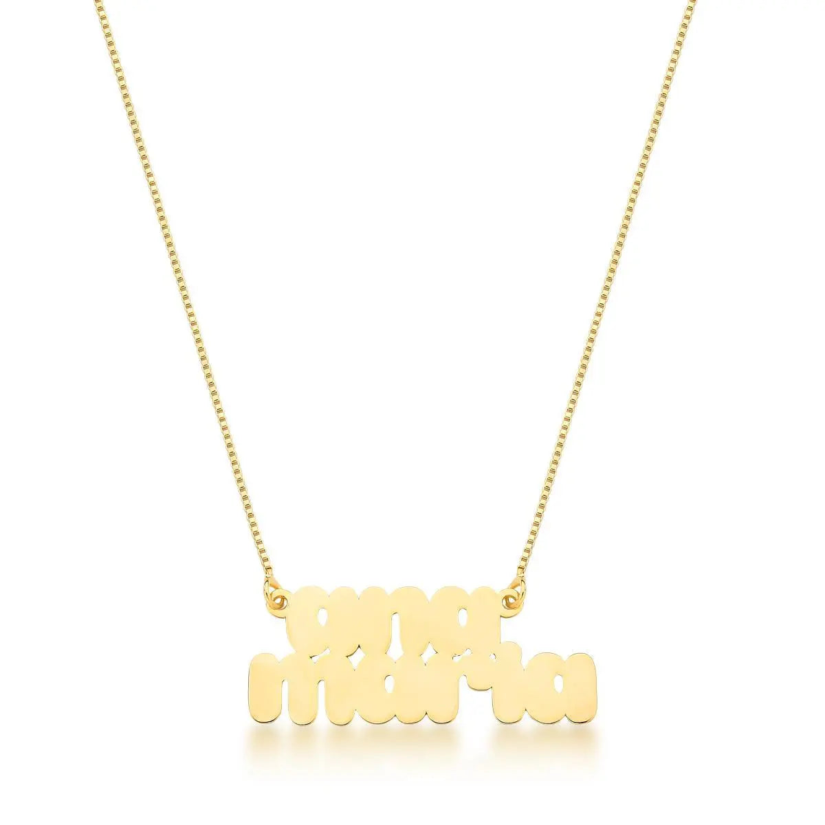 Gargantilha Folheada a Ouro Personalizada Nome com Até 16 Letras