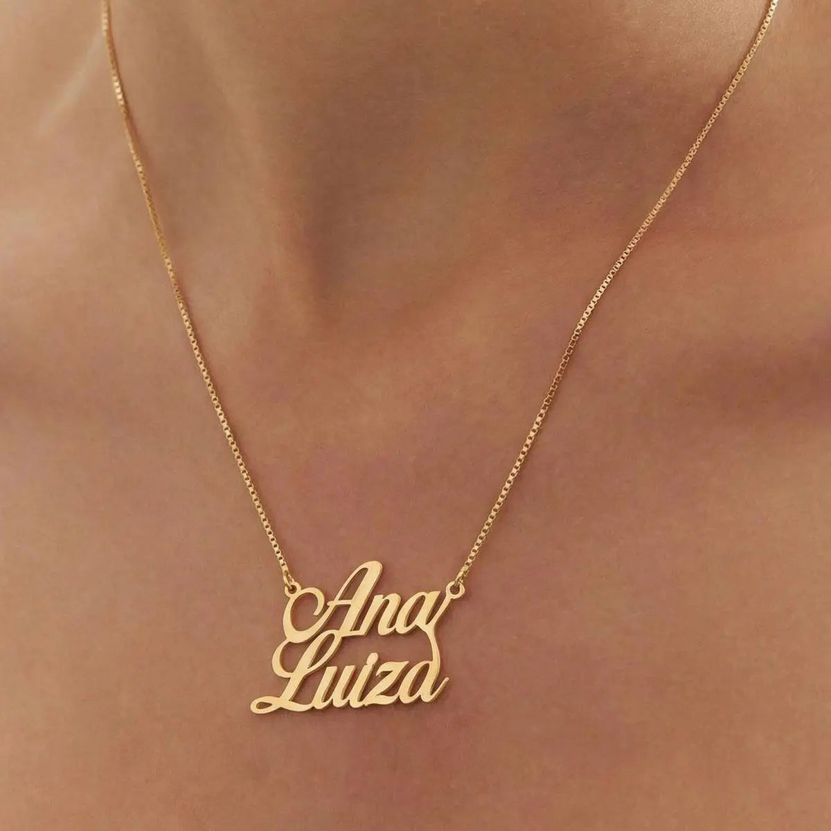 Gargantilha Folheada a Ouro Personalizada Nome com Até 16 Letras