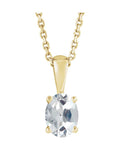 Colar Oval Quatro Garras Solitário em Ouro 14k com Diamantes de Laboratório