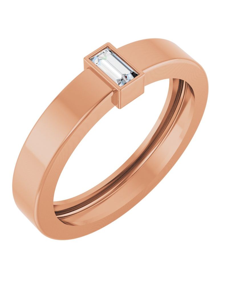Anel Solitário Leve com Cravação Bezel em Ouro 14k com Diamantes de Laboratório