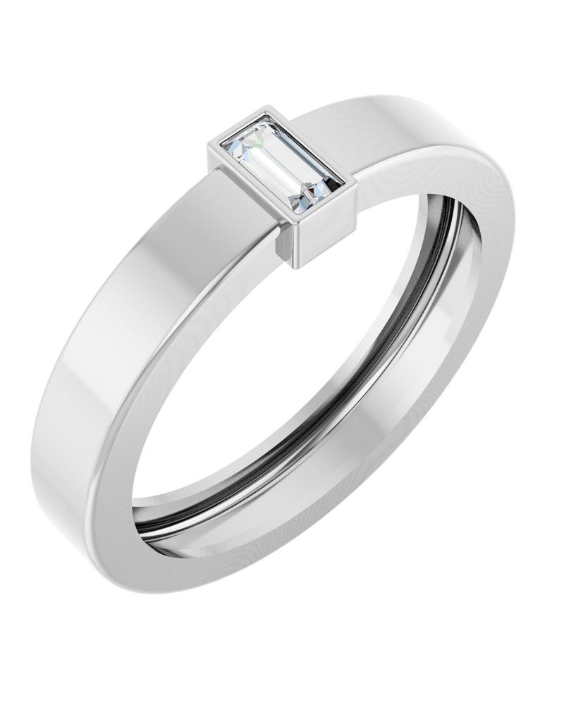 Anel Solitário Leve com Cravação Bezel em Ouro 14k com Diamantes de Laboratório