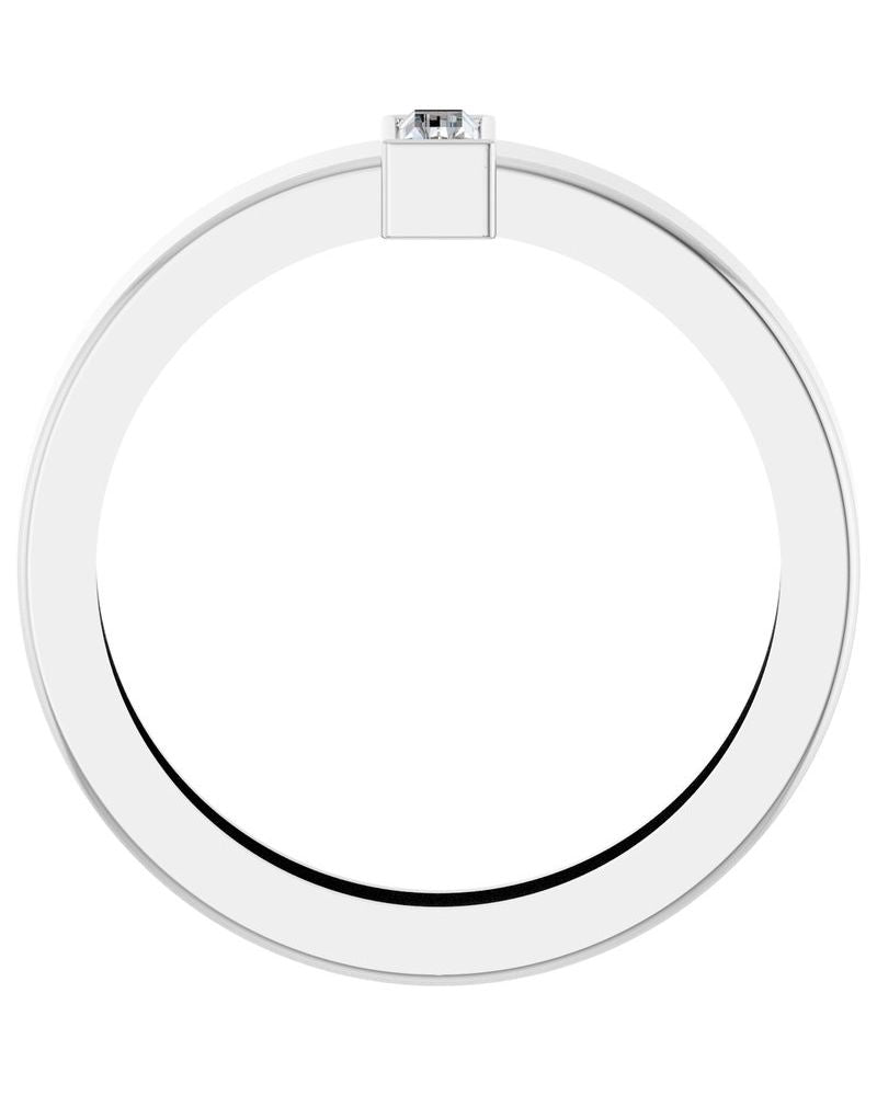 Anel Solitário Leve com Cravação Bezel em Ouro 14k com Diamantes de Laboratório