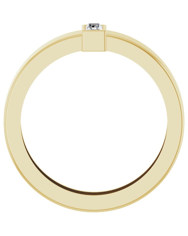 Anel Solitário Leve com Cravação Bezel em Ouro 14k com Diamantes de Laboratório